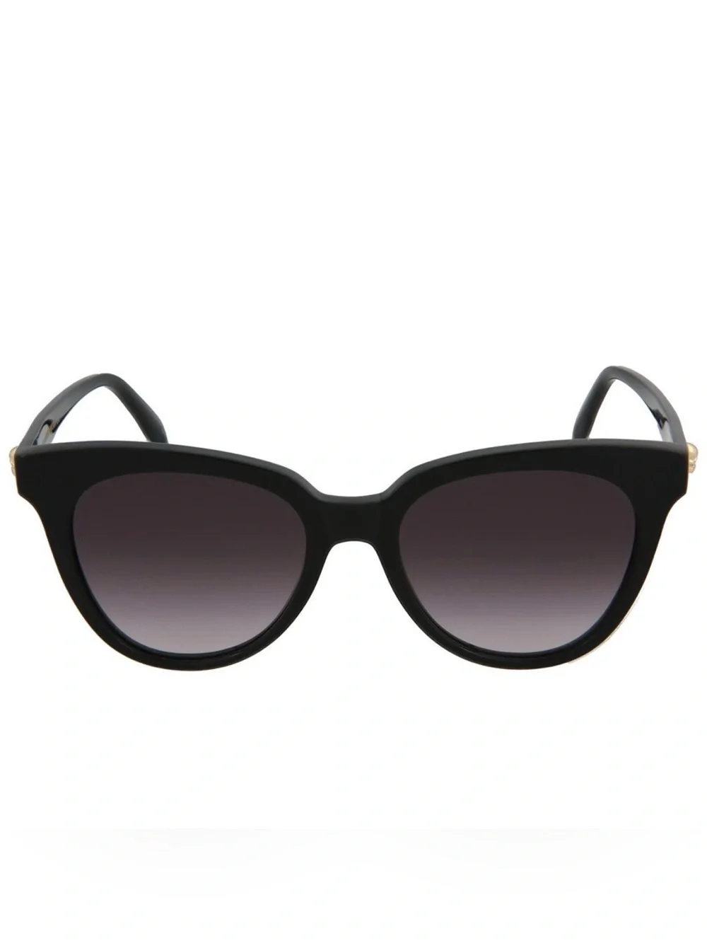 Alexander McQueen Black Cat-Eye Sunglasses with Gold Skull Detail